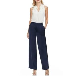 NWT Vince Camuto satin wide leg elastic waist dress trouser pants sz 12